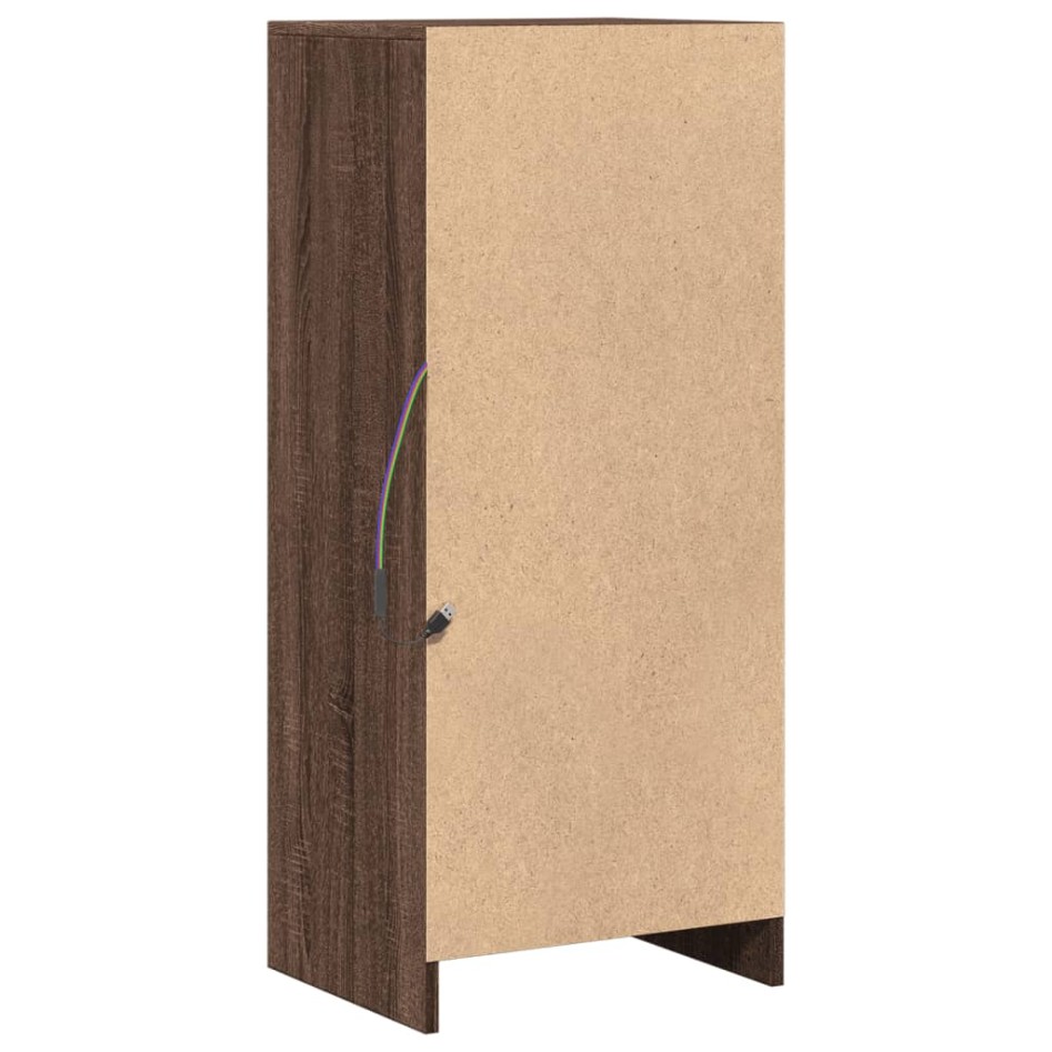 Aparador con LED madera ingeniería marrón roble 42,5x34x100