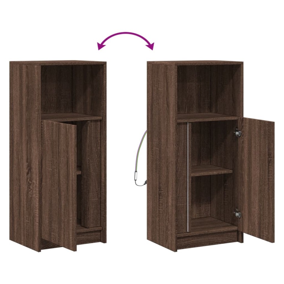 Aparador con LED madera ingeniería marrón roble 42,5x34x100