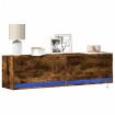 Mueble de TV de pared con luces LED roble ahumado 140x31x38 cm