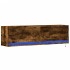 Mueble de TV de pared con luces LED roble ahumado 140x31x38