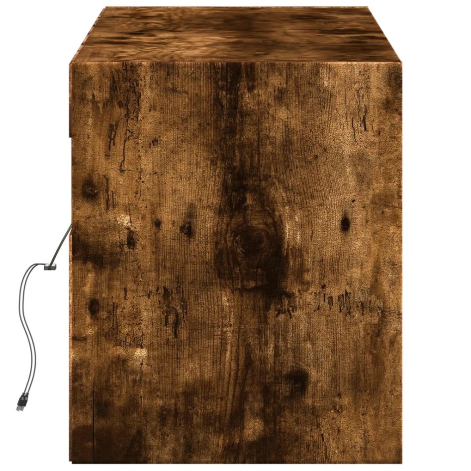 Mueble de TV de pared con luces LED roble ahumado 140x31x38