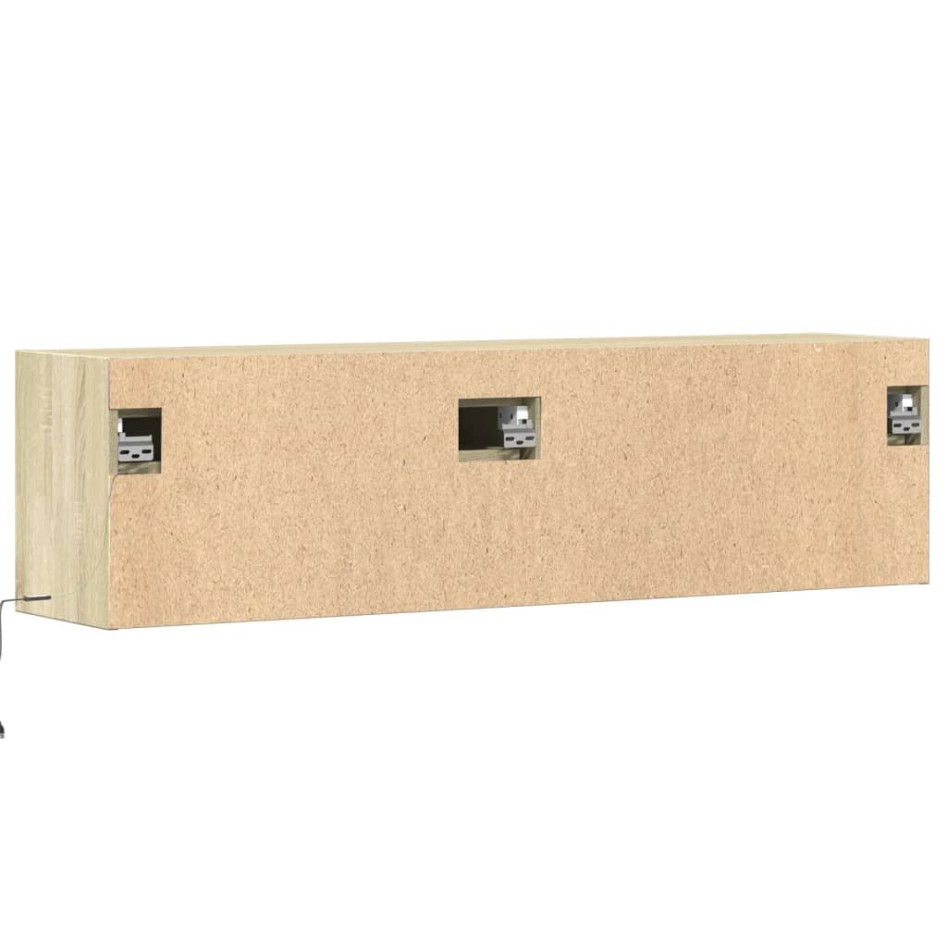 Mueble de TV de pared con luces LED roble Sonoma 140x31x38