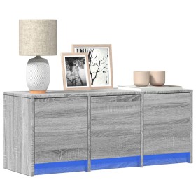 Mueble de TV con LED madera ingeniería gris Sonoma 97x34x40