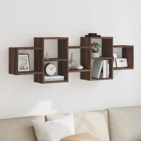 Estantería de pared madera ingeniería marrón roble 129x18x42