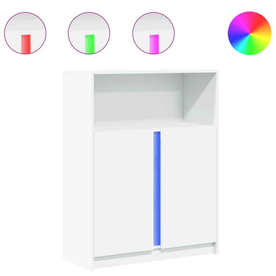 Aparador con LED madera de ingeniería blanco 77x34x100