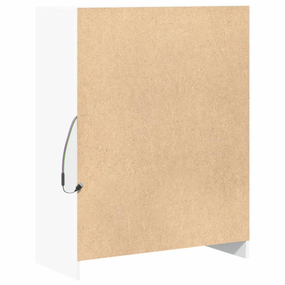 Aparador con LED madera de ingeniería blanco 77x34x100