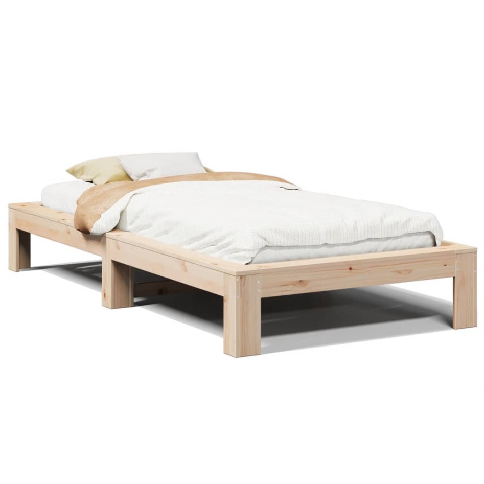 Estructura de cama sin colchón madera maciza pino 75x190