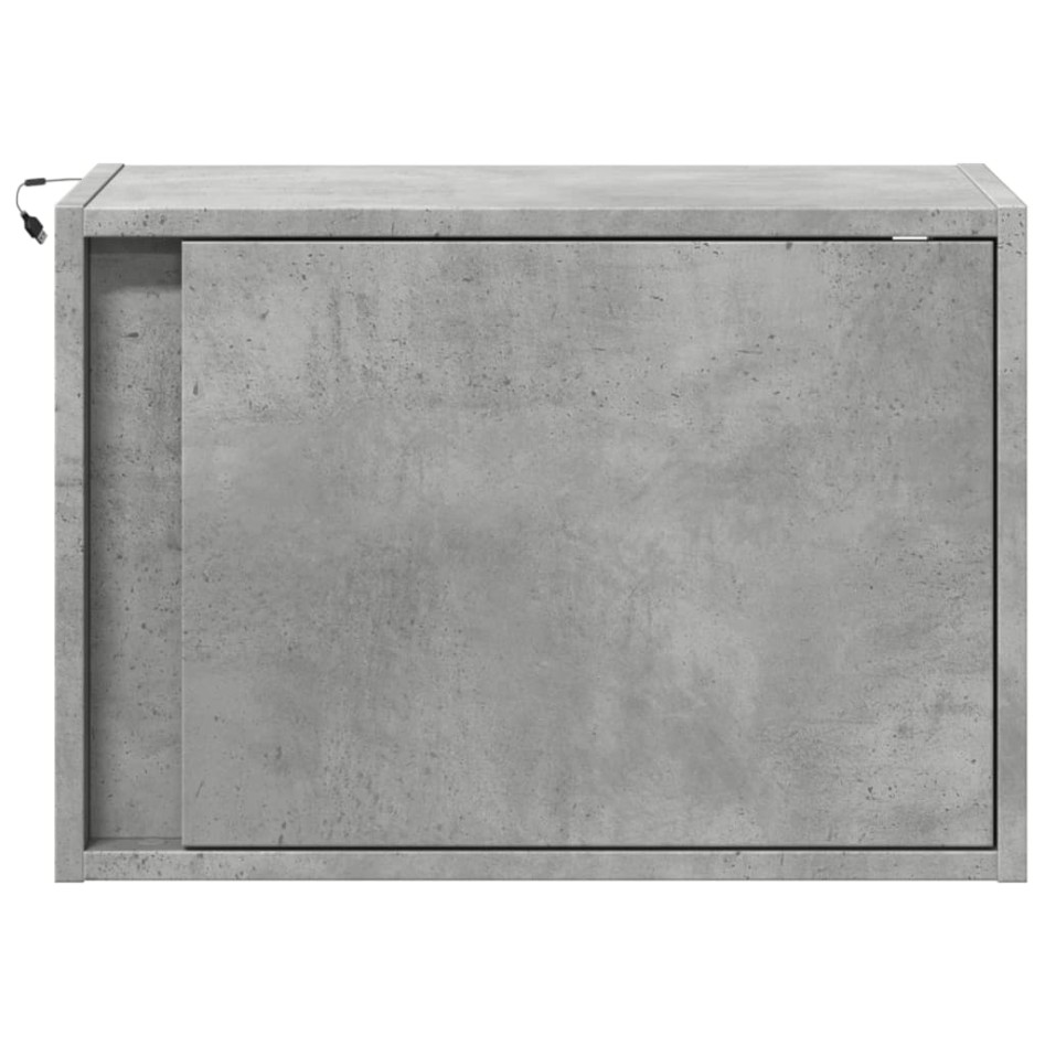 Mesitas de noche de pared con luces LED 2 uds gris