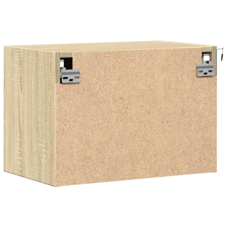 Mesitas de noche de pared con luces LED 2 unidades roble