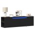 Mueble de TV de pared con luces LED negro 135x31x39,5