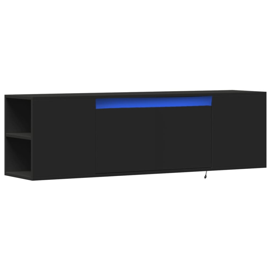 Mueble de TV de pared con luces LED negro 135x31x39,5