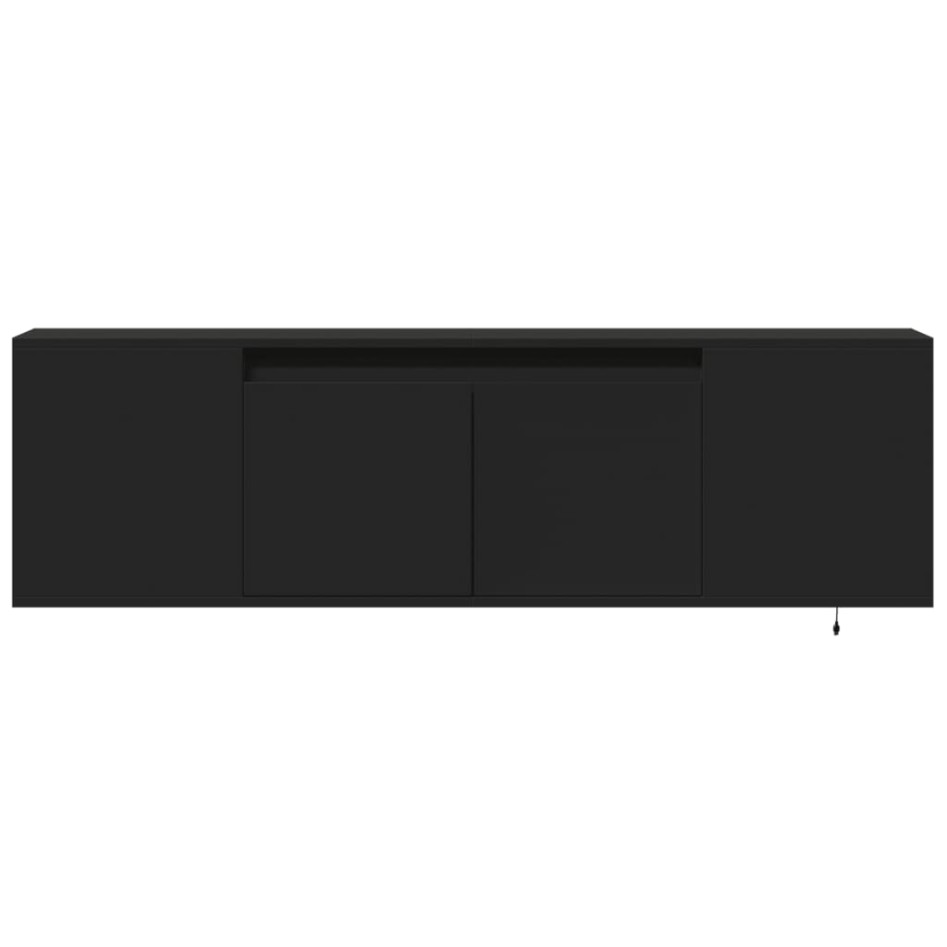 Mueble de TV de pared con luces LED negro 135x31x39,5