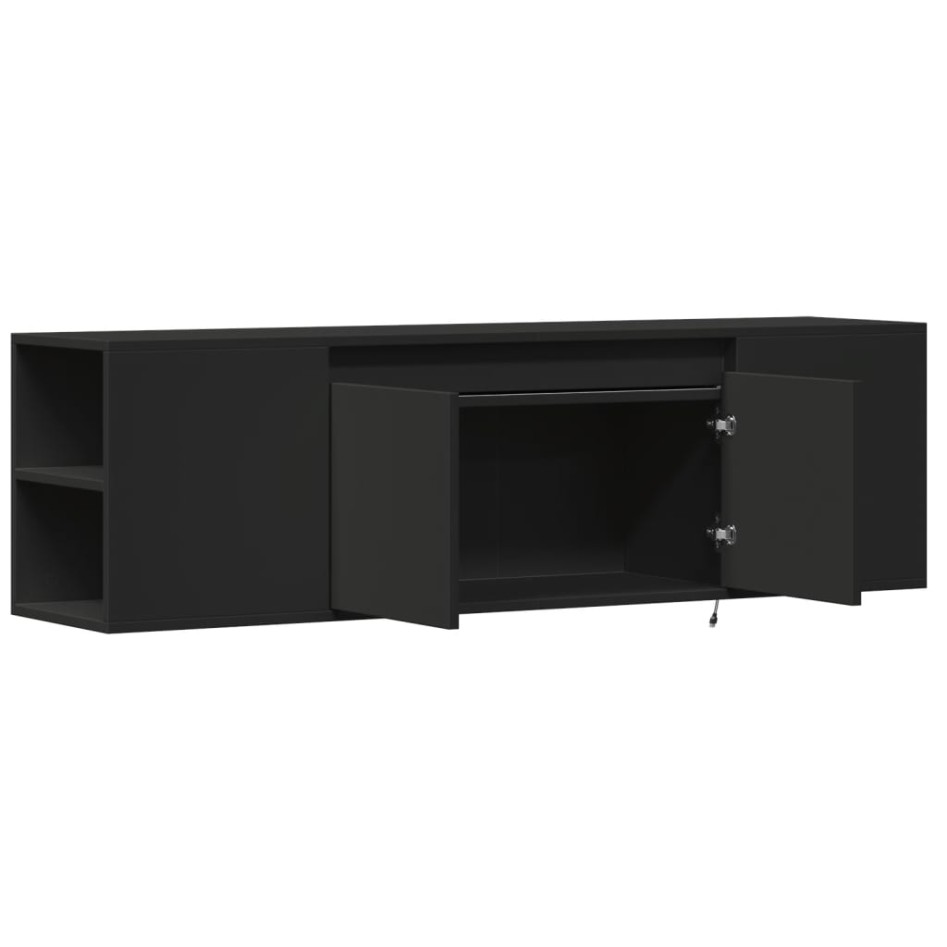 Mueble de TV de pared con luces LED negro 135x31x39,5