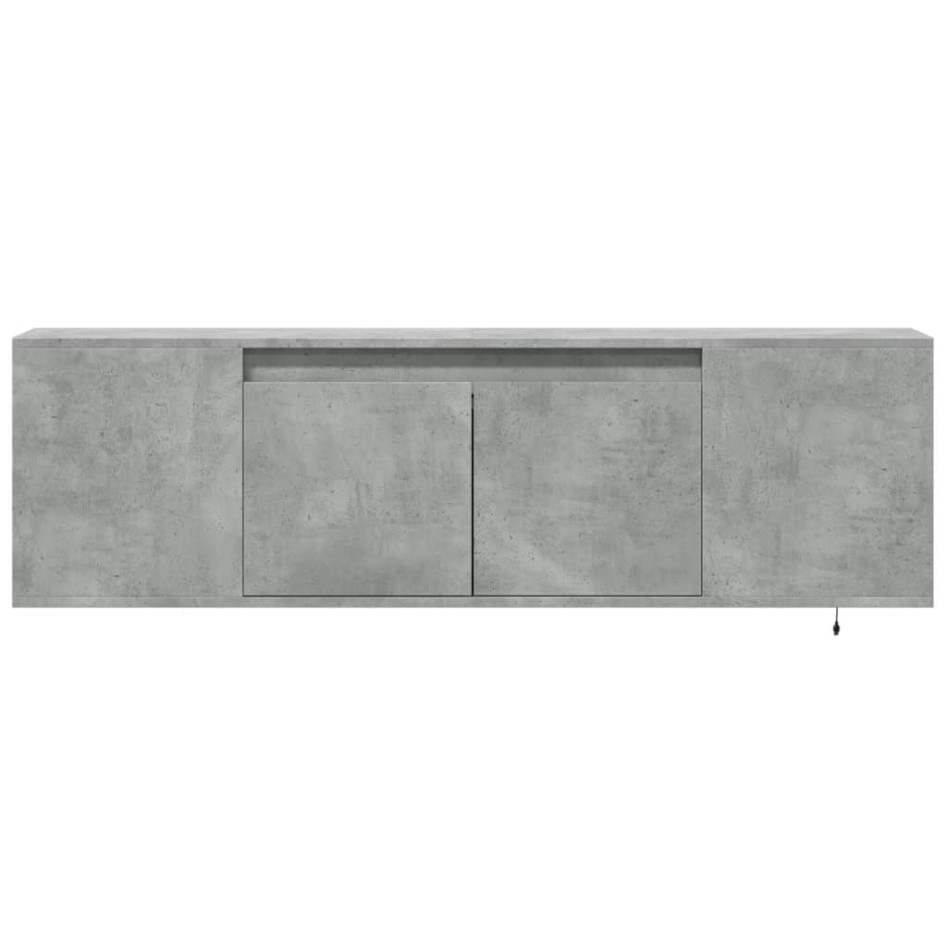 Mueble de TV de pared luces LED gris hormigón 135x31x39,5