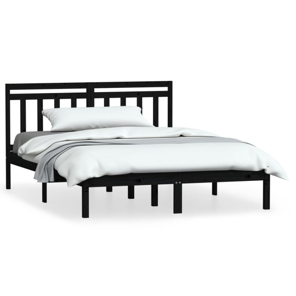 Estructura de cama de madera maciza de pino negro 140x200