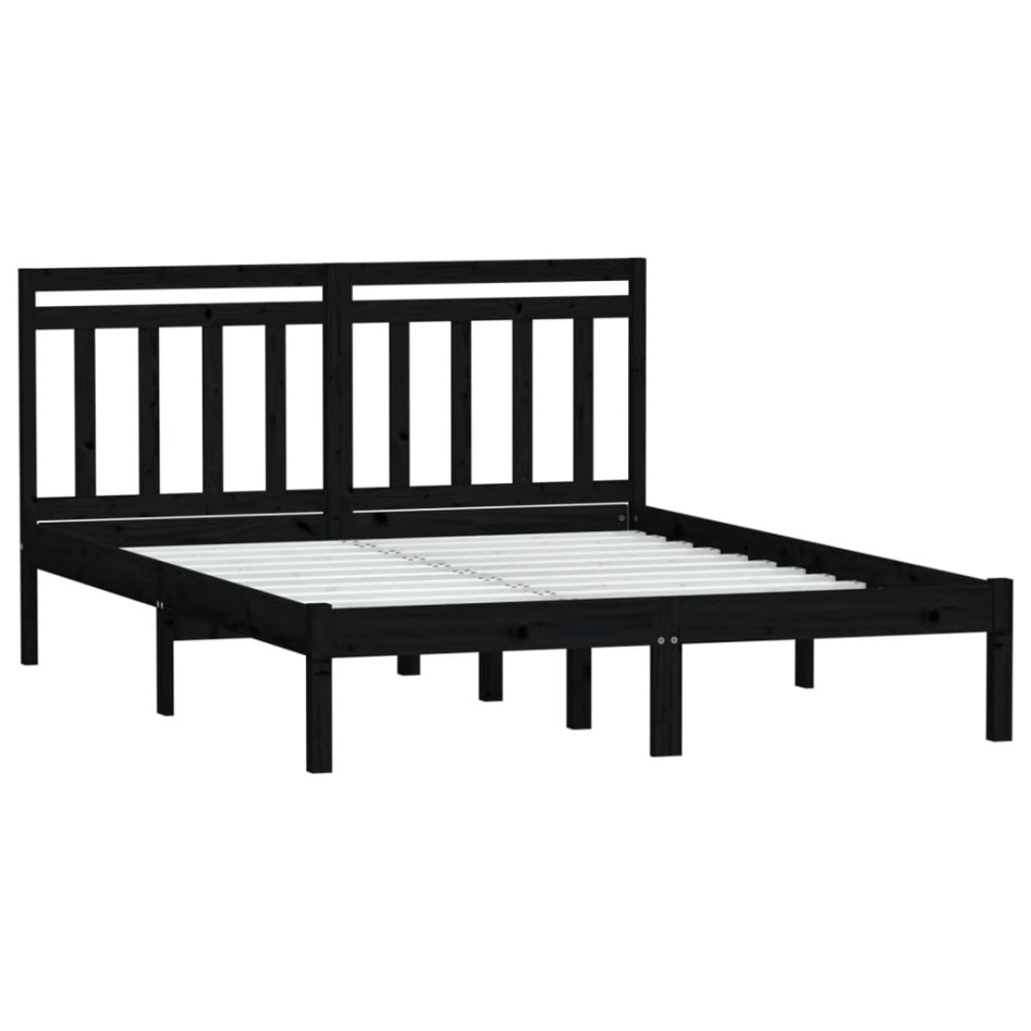 Estructura de cama de madera maciza de pino negro 140x200