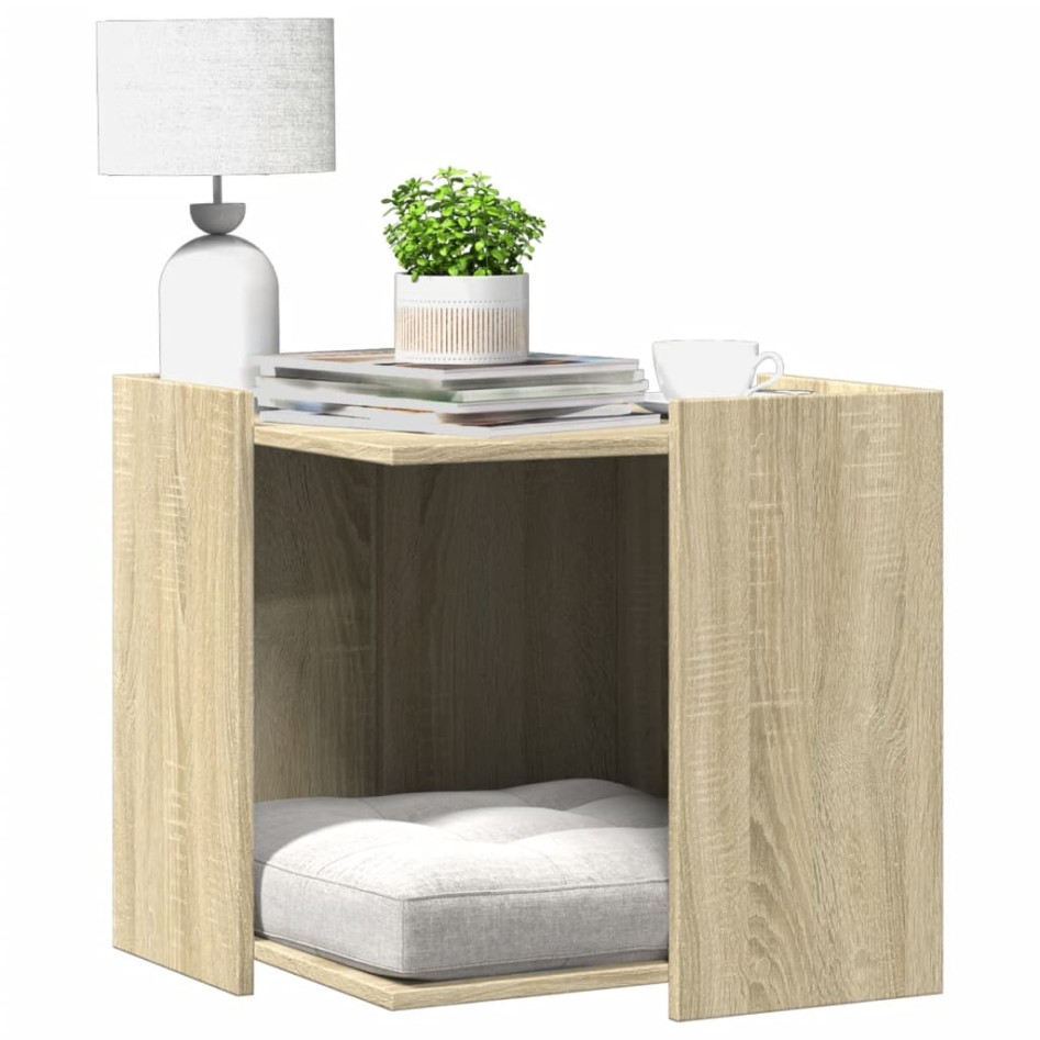 Mueble arenero para gatos madera roble Sonoma 53x53x51