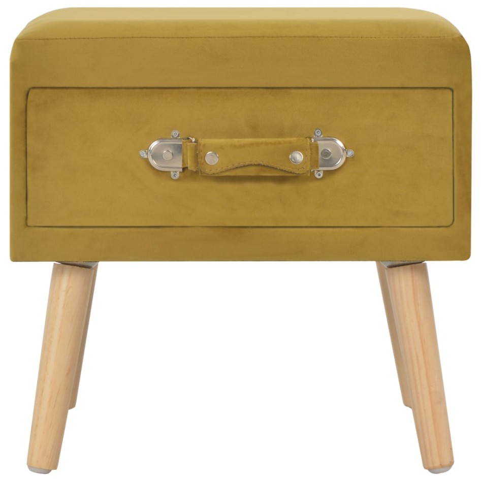 Mesita de noche color mostaza 40x35x40 cm