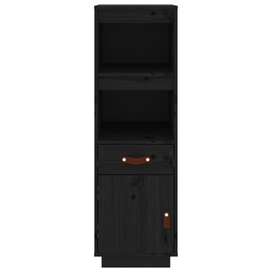 Aparador alto de madera maciza de pino negro 34x40x108,5