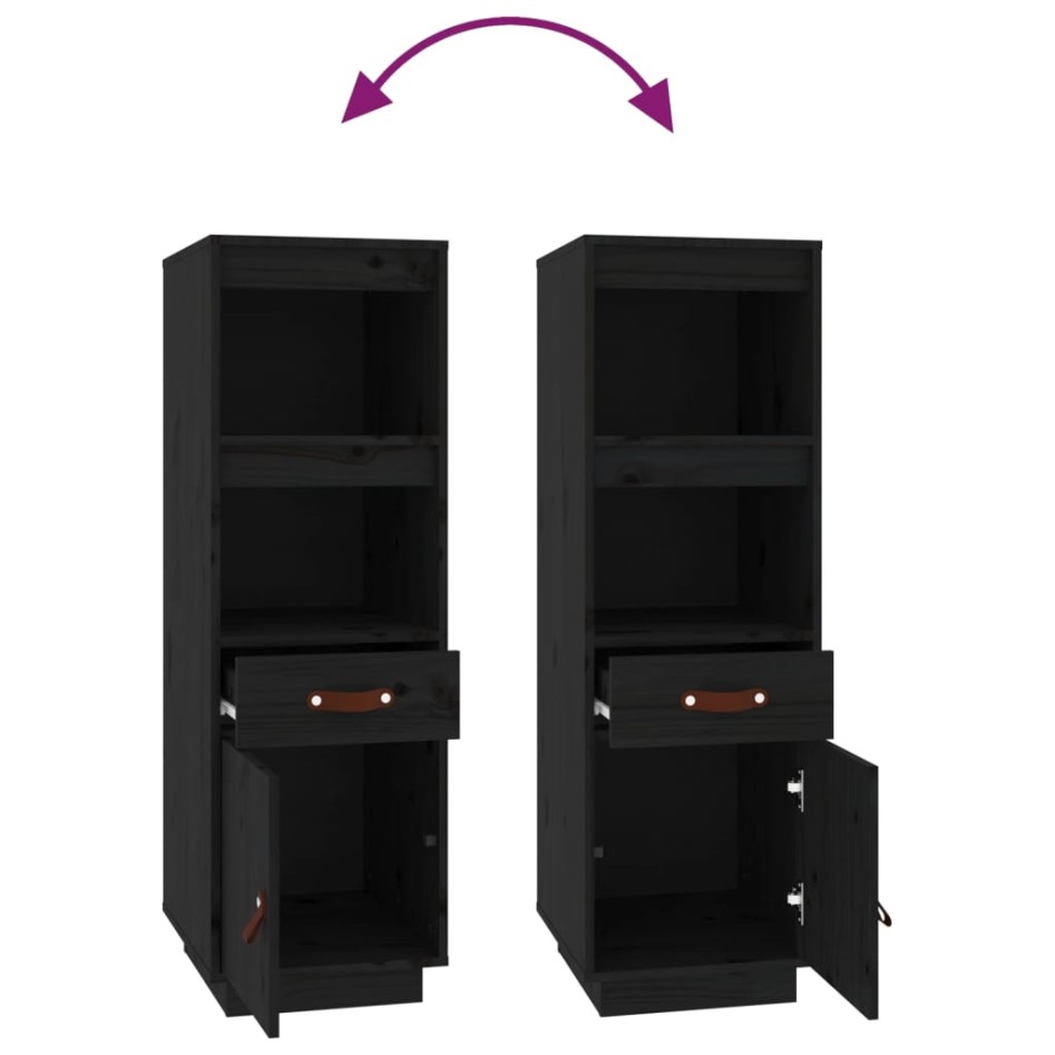 Aparador alto de madera maciza de pino negro 34x40x108,5