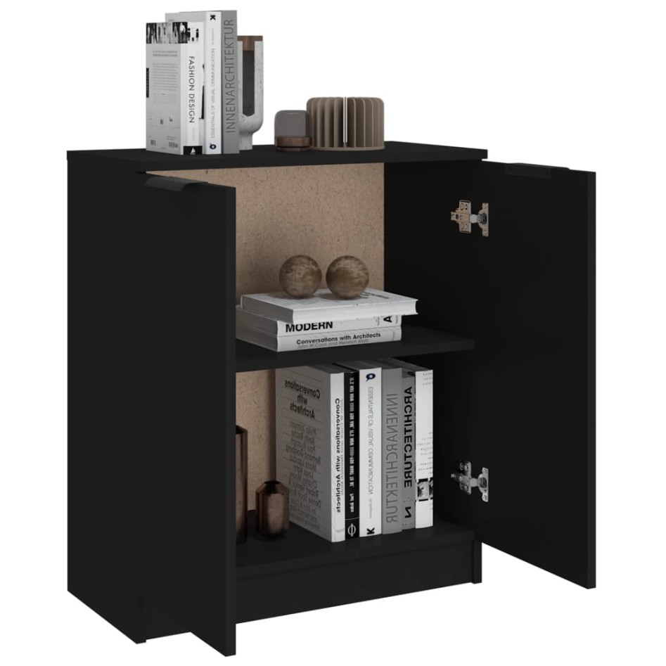 Aparador de madera contrachapada negro 60x30x70