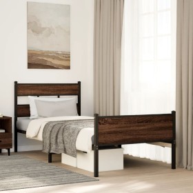 Estructura de cama sin colchón madera marrón roble 75x190