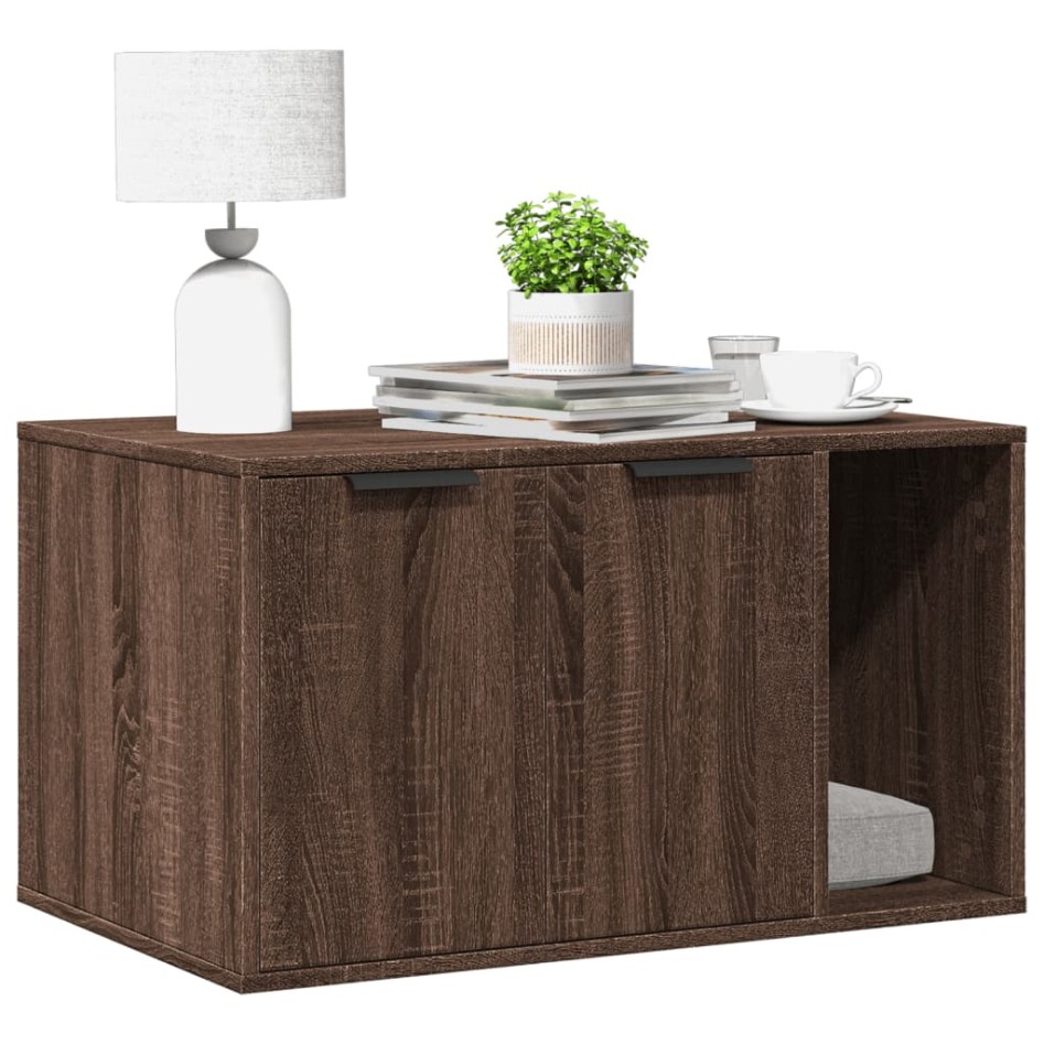 Mueble arenero para gatos madera ingeniería marrón 80x50x45