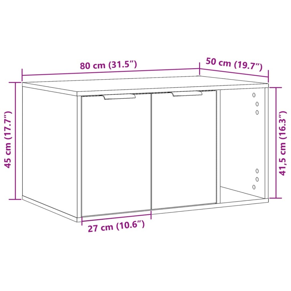 Mueble arenero para gatos madera ingeniería marrón 80x50x45