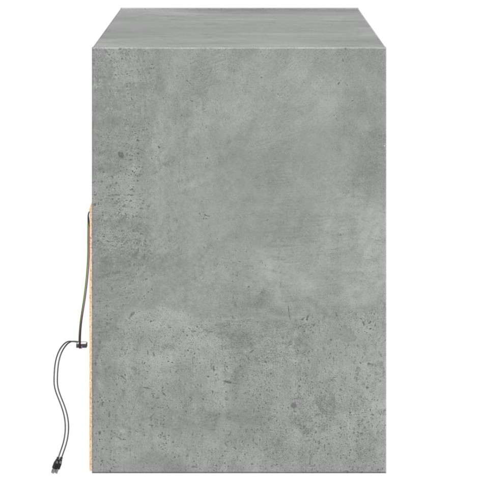 Mueble de TV de pared con luces LED gris hormigón 130x31x45