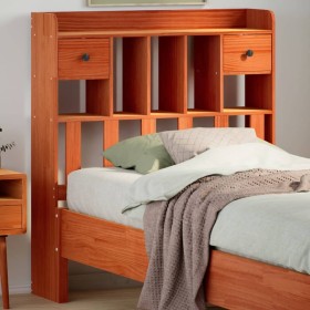 Cabecero de cama almacenaje madera maciza pino marrón 100