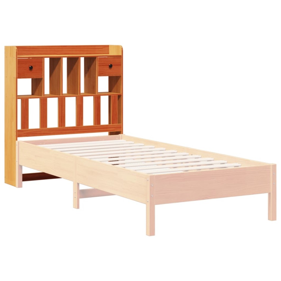 Cabecero de cama almacenaje madera maciza pino marrón 100