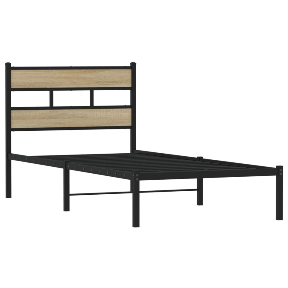 Estructura de cama sin colchón metal roble Sonoma 80x200