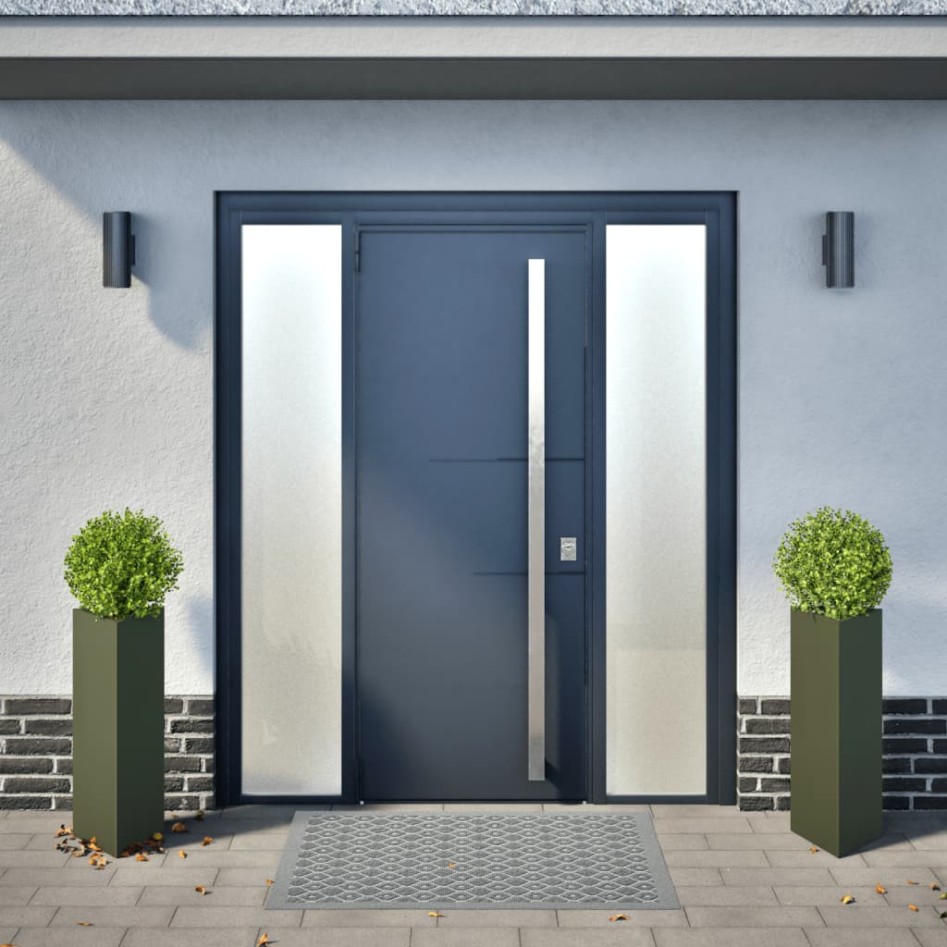 Jardineras triangulares 2 uds acero verde oliva 30x26x75