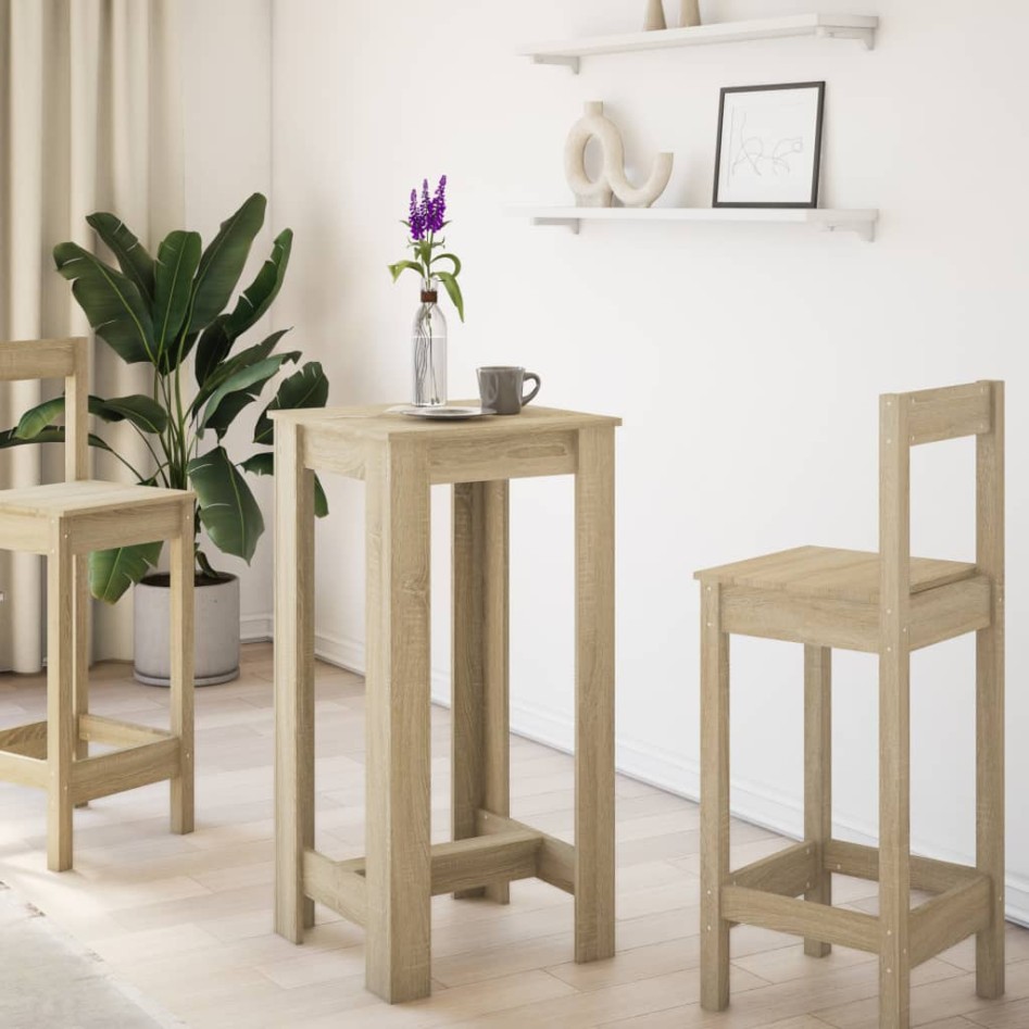 Mesa alta de bar madera ingeniería roble Sonoma 51x50x103,5