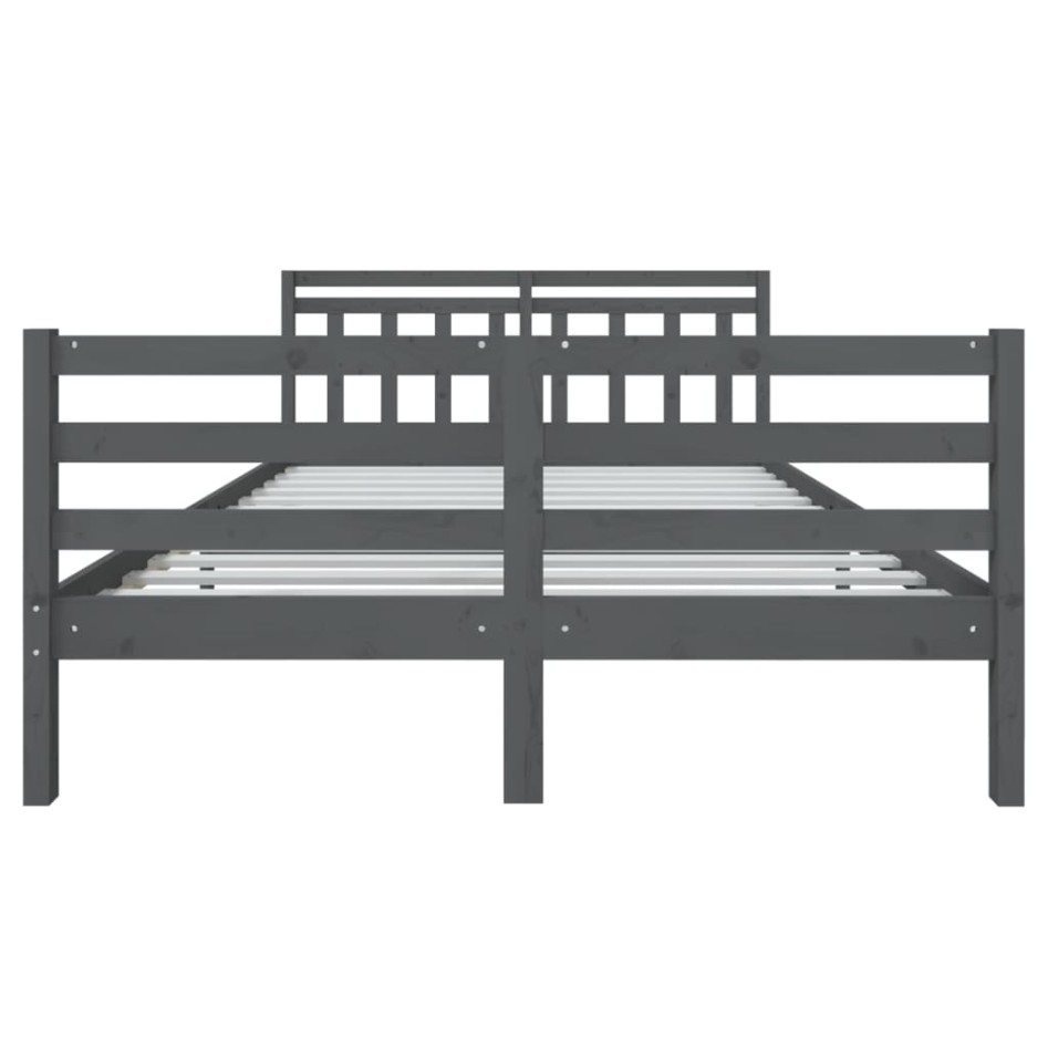 Estructura de cama de madera maciza gris 140x190