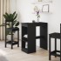 Mesa alta con estantes madera ingeniería negra 90x47,5x103,5