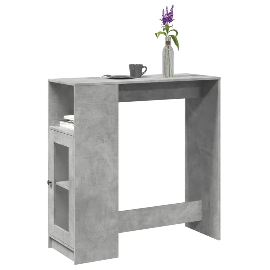 Mesa alta bar con estantes madera gris hormigón 101x40x103,5