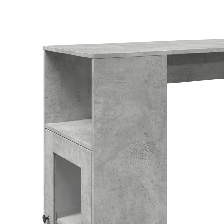 Mesa alta bar con estantes madera gris hormigón 101x40x103,5