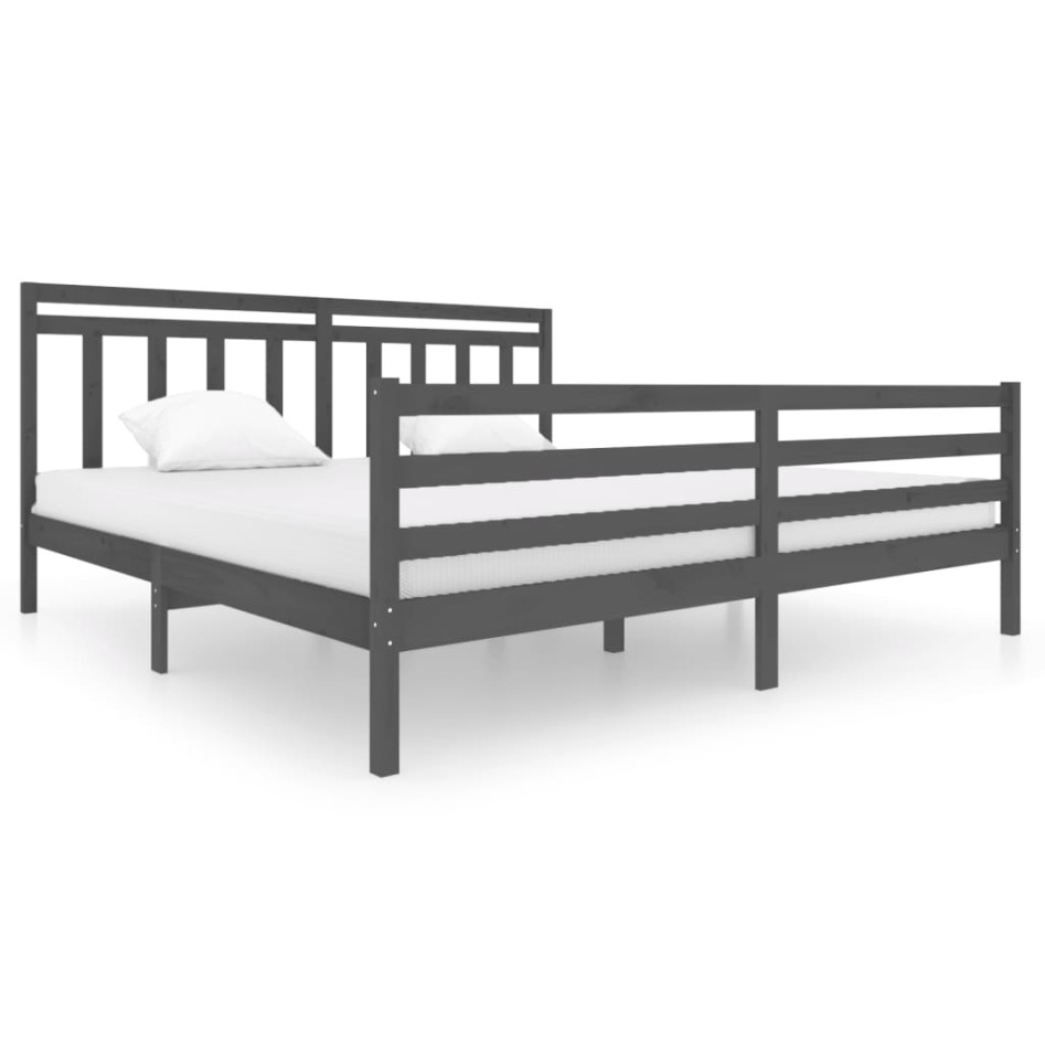 Estructura de cama de madera maciza gris 200x200