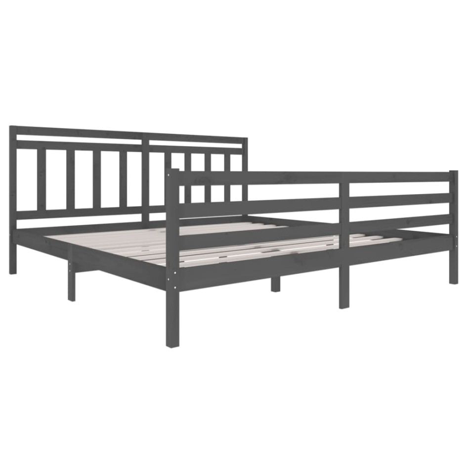 Estructura de cama de madera maciza gris 200x200