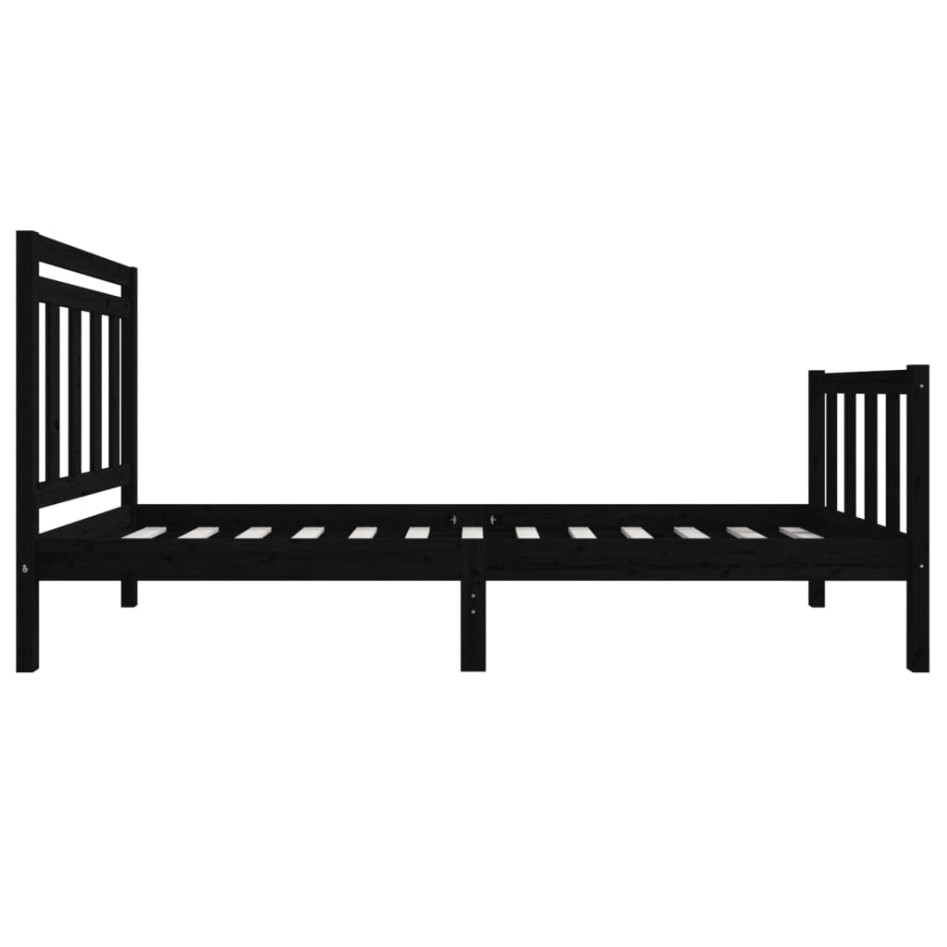 Estructura cama madera maciza individual negro 75x190