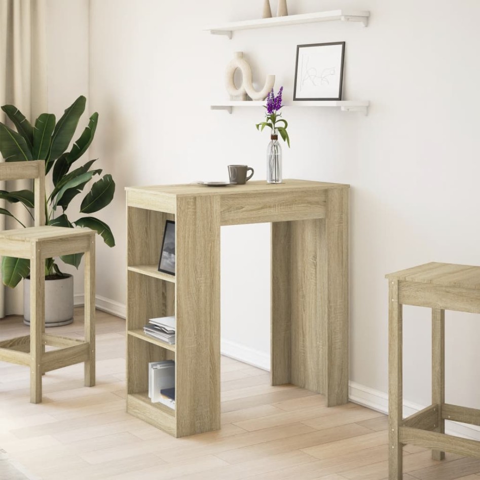 Mesa alta bar con estantes madera roble Sonoma 95x47x103,5