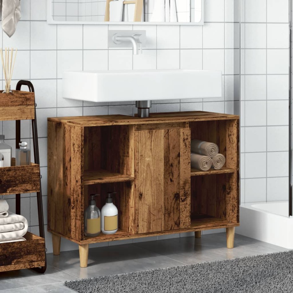 Mueble de baño madera de ingeniería envejecida 80x33x60