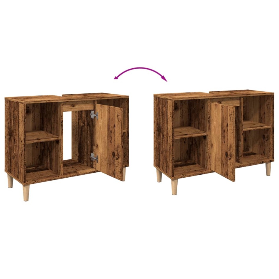 Mueble de baño madera de ingeniería envejecida 80x33x60