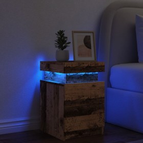 Mesita de noche con LED madera ingeniería envejecida
