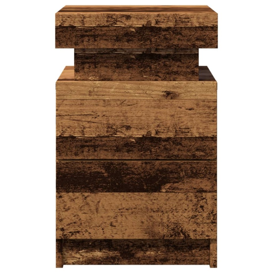 Mesita de noche con LED madera ingeniería envejecida