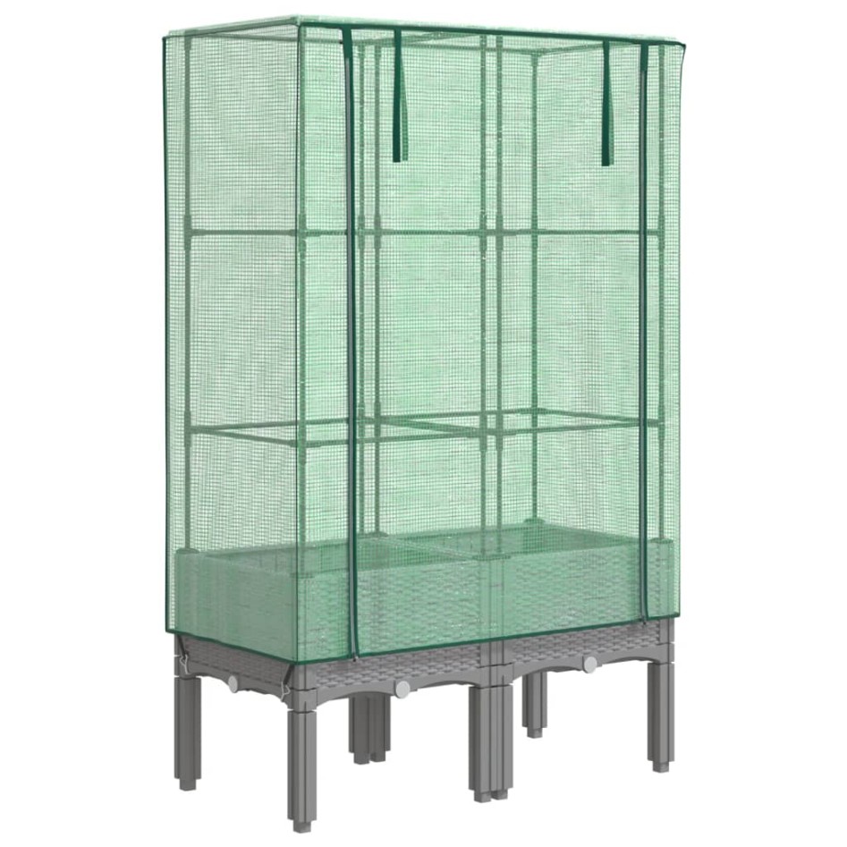 Arriate con cubierta invernadero aspecto ratán 80x40x140