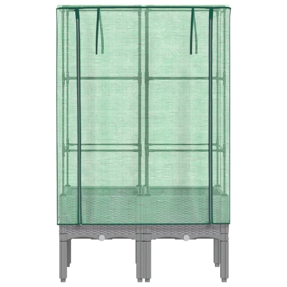 Arriate con cubierta invernadero aspecto ratán 80x40x140