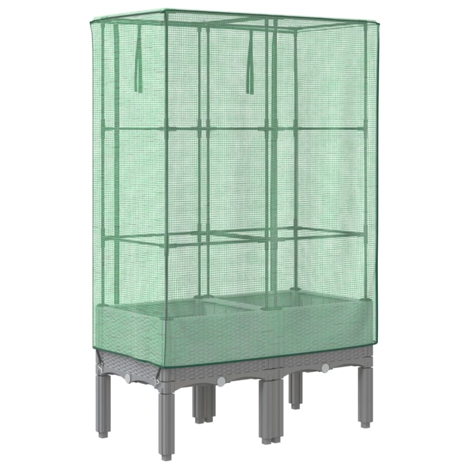 Arriate con cubierta invernadero aspecto ratán 80x40x140