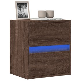Mueble de TV de pared con luces LED marrón roble 41x31x45